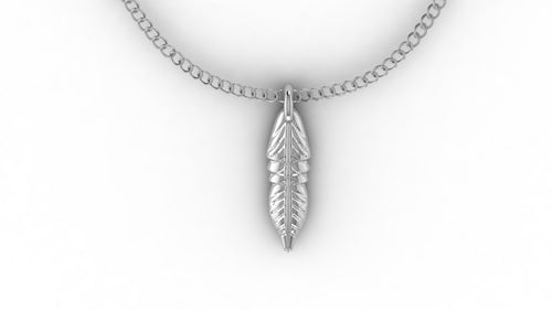 feather pendant necklace sterling silver rose gold yellow gold white gold CAD design jewelry made to order