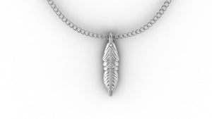 feather pendant necklace sterling silver rose gold yellow gold white gold CAD design jewelry made to order