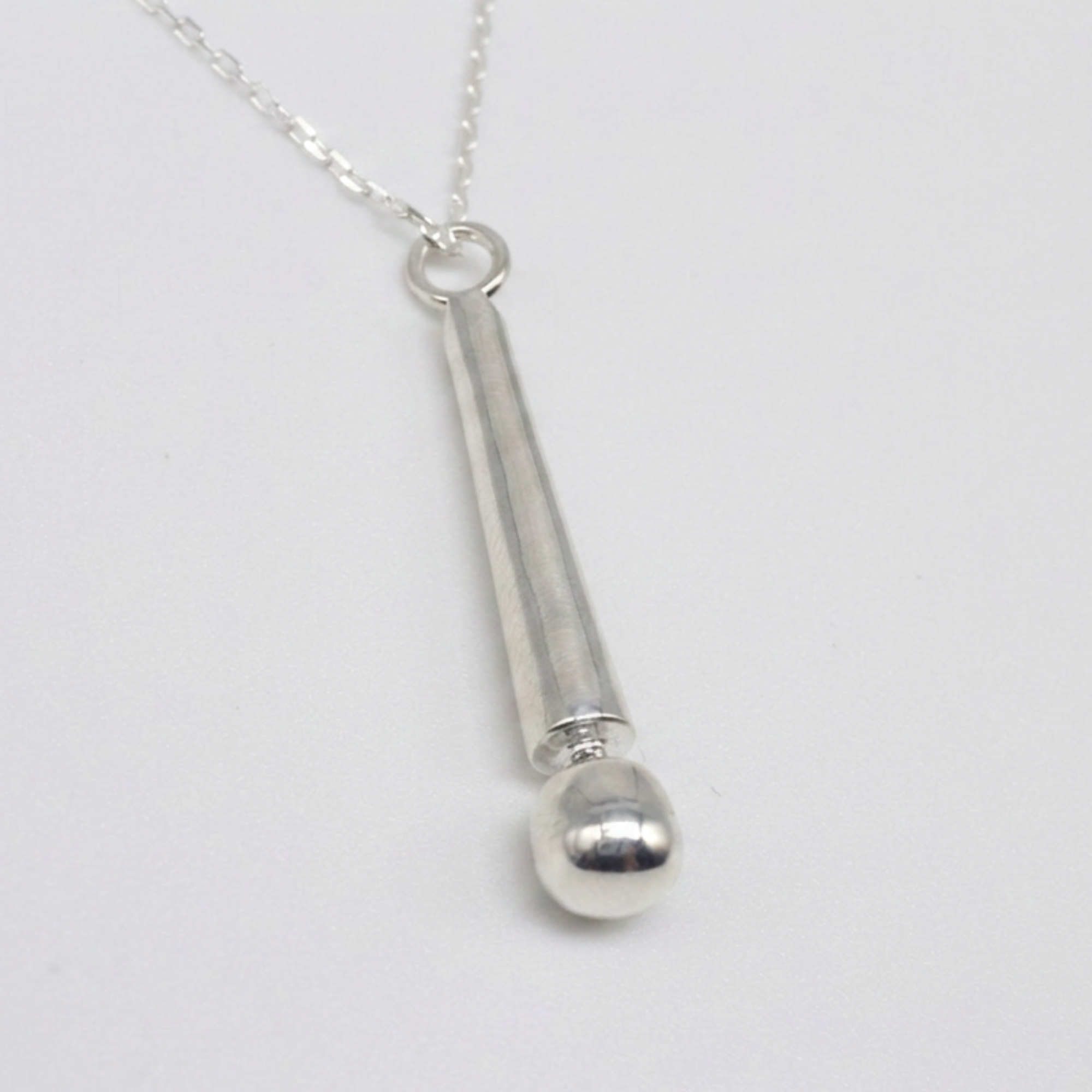 Solid .925 sterling silver Magic Wand pendant necklace on a silver chain.