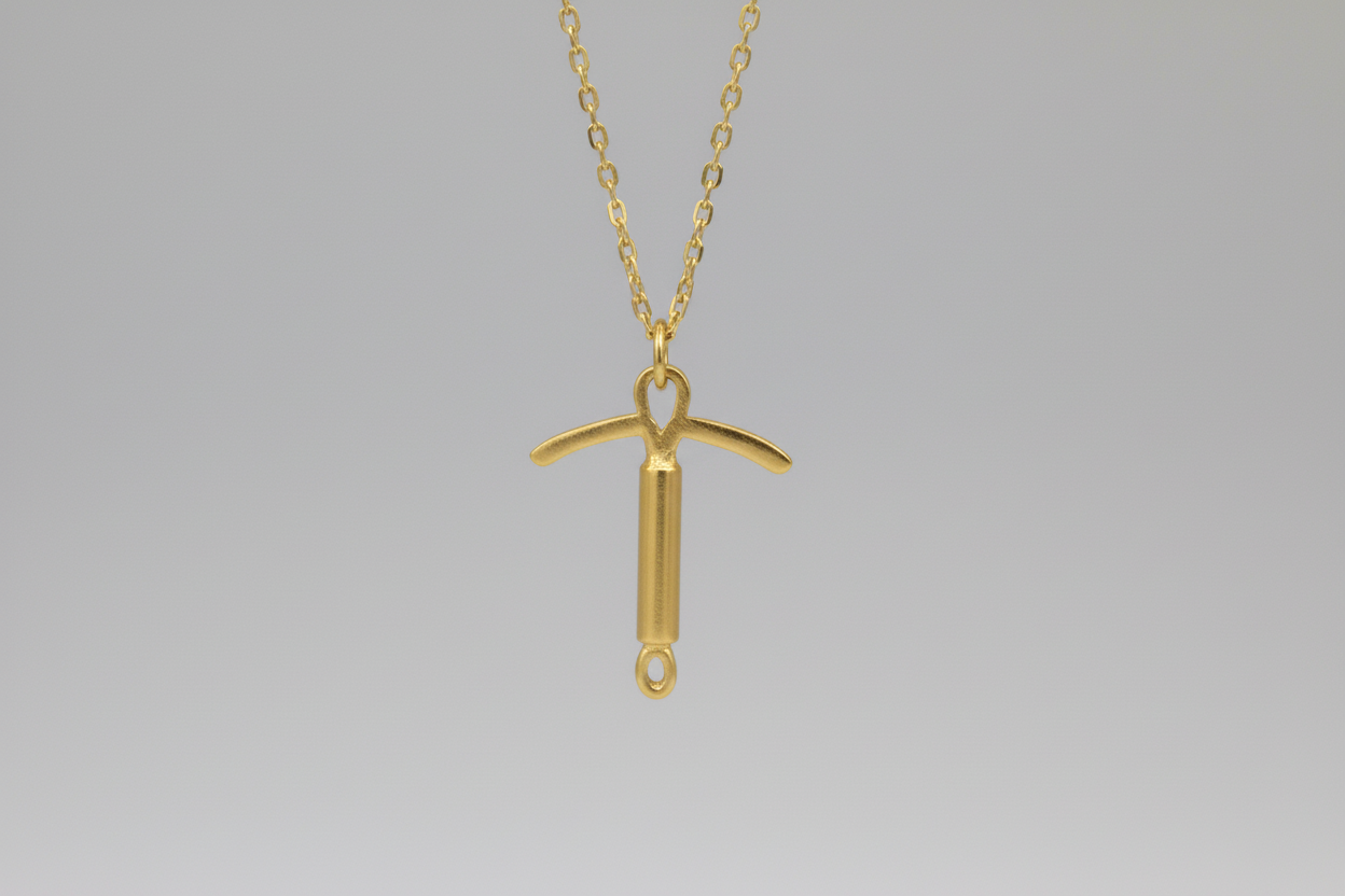 Minimalist IUD Charm Necklace - Solid 10k Gold / 18" Chain / Women's Reproductive Health