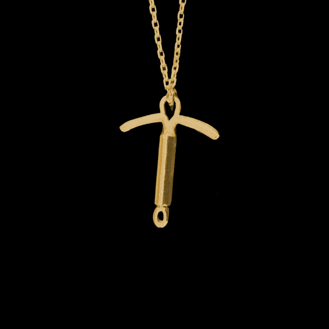 Minimalist IUD Charm Necklace - Solid 10k Gold / 16
