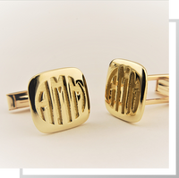 Custom Cufflinks for Men Monogram Initials Yellow Gold Jewelry 
