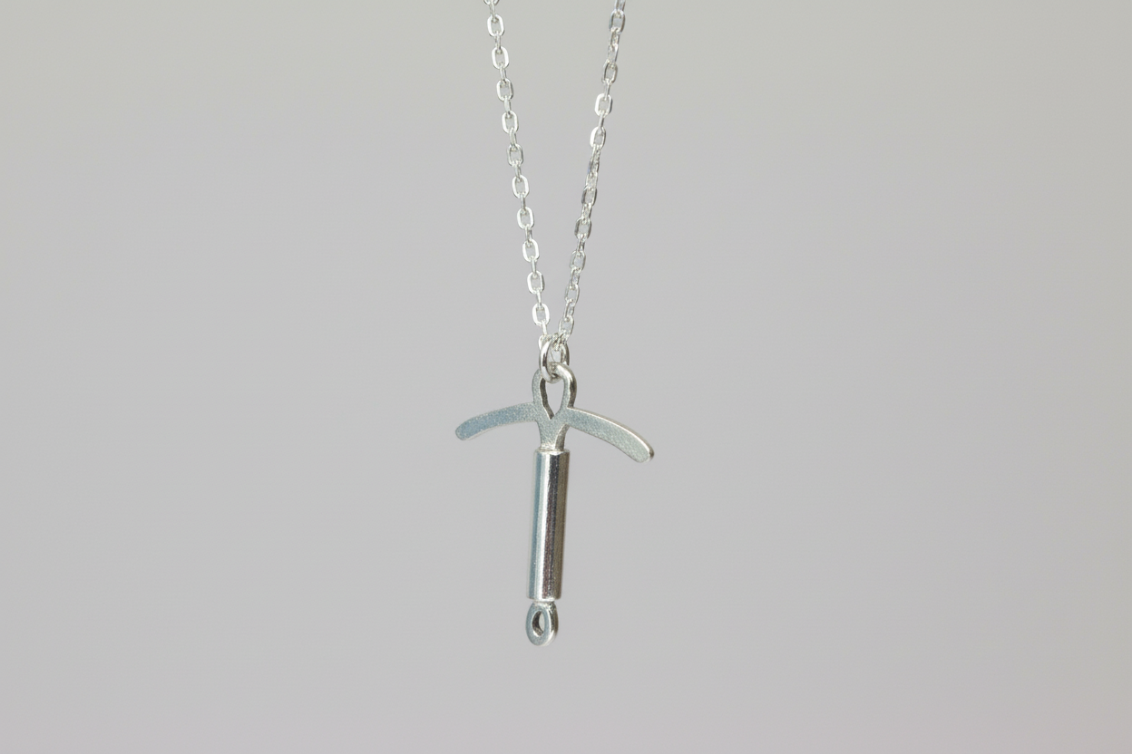 Sterling SIlver Mini IUD Charm Necklace