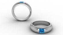 Blue Topaz Princess Cut bezel set ring original design