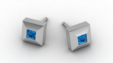 blue topaz sterling silver jane bezel set princess cut earrings witz jewelry design