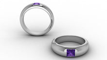amethyst custom bezel set princess cut solitaire ring customizable ring 