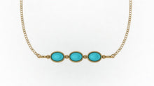 Gold sleeping beauty turqoise cabechon gemstone choker necklace pendant customizable