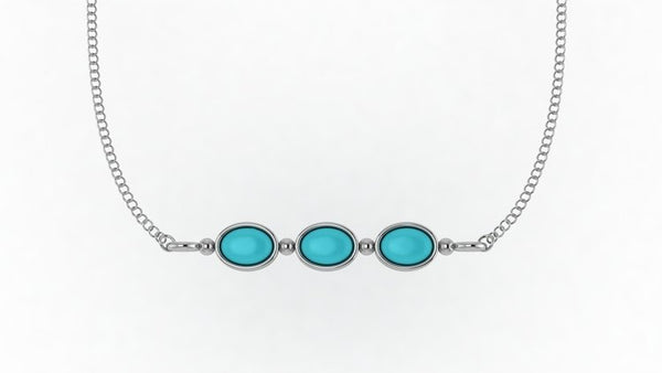 sleeping beauty turqoise cabechon gemstone choker necklace pendant customizable