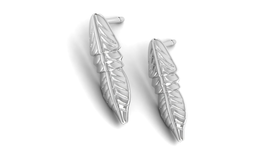 custom cad sterling silver feather earring post studs