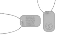 sterling silver custom medical ID jewelry made in USA dog tag jewelry