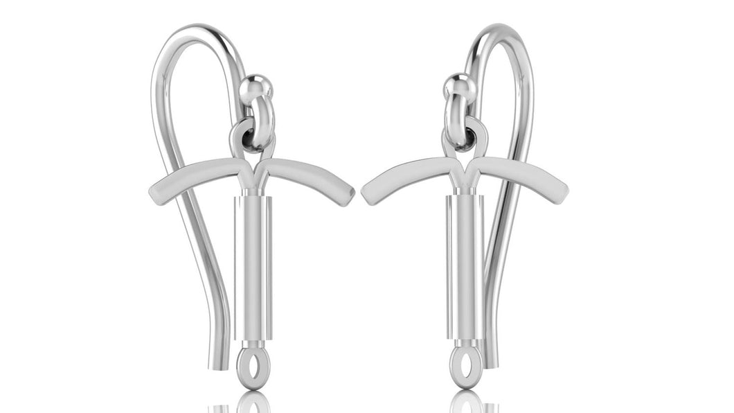 Image of dangling IUD earrings in sterling silver