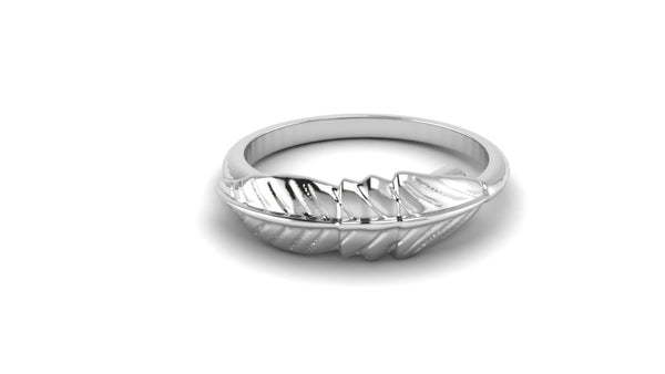 Adjustable Feather Ring White Gold